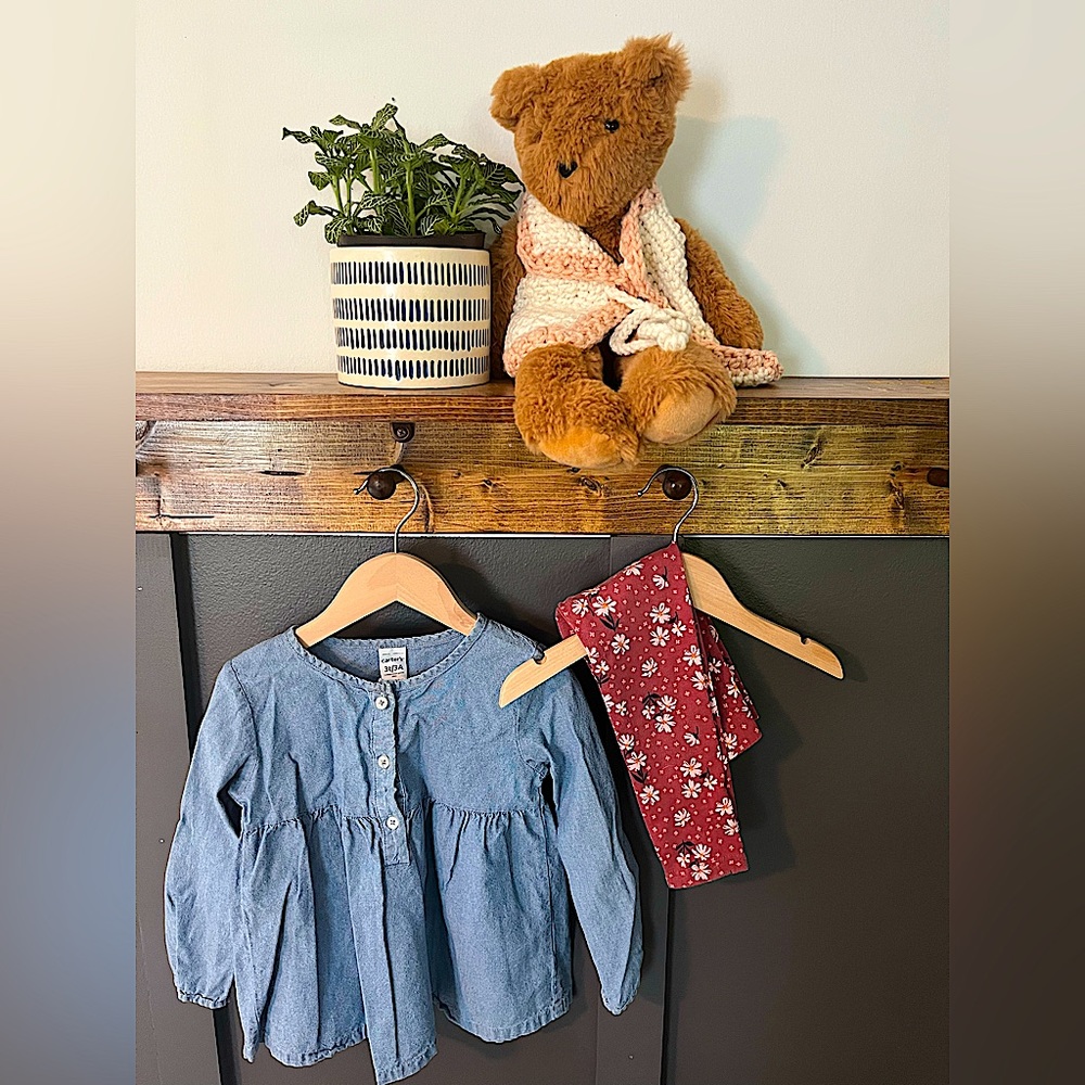 Chambray top with matching tights.